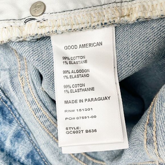 NEW Good American Jeans Good Classic Straight Distressed Light Blue636 Size 28 - Picture 10 of 13